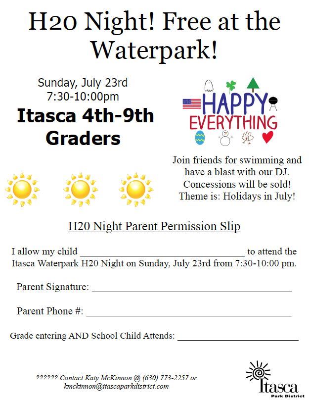 2017 7 23 H20 flyer and slip