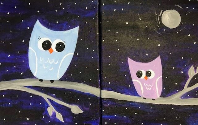 Mommy and Me Painting two owls